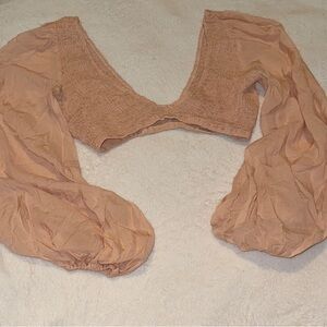 Women's Peach Long Sleeve Crop Top